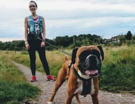 Carolyn Brooksbank with her dog Holly taking part in Red January