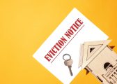 Image of a eviction notice with a house and house key for the Renters Rights Blog
