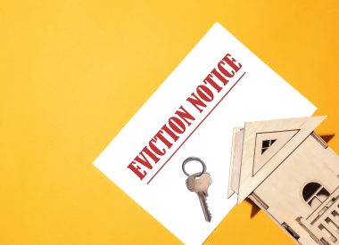 Image of a eviction notice with a house and house key for the Renters Rights Blog
